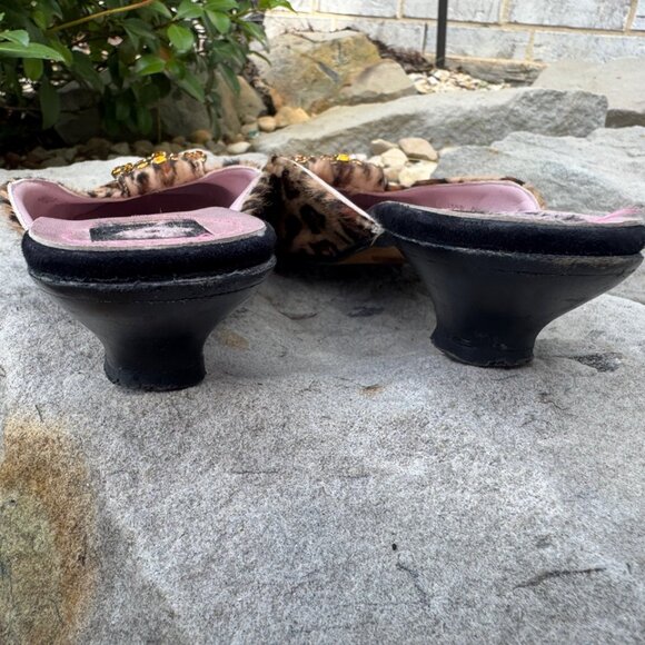 Mark & Steven Animal Print Rhinestone Jeweled Plaque Slides Size 36.5 (US 6) - Picture 4 of 11